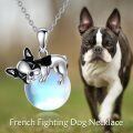 wholesale 925 Sterling Silver French Bulldog Opalite Gemstone Pendant Necklace for Women Gifts-0-1