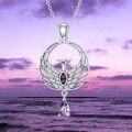 wholesale 925 Sterling Silver Amethyst Phoenix Necklace - 0.9 Pendant, 18+2 Chain, Gift for Women-0-3