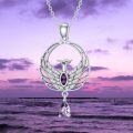 wholesale 925 Sterling Silver Amethyst Phoenix Necklace - 0.9 Pendant, 18+2 Chain, Gift for Women-0-3