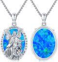wholesale 925 Sterling Silver Guardian Angel Pendant Necklace for Men Women Catholic Religious Protector Amulets Necklaces-0-1