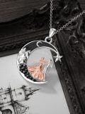 wholesale 925 Sterling Silver Black Cubic Zirconia & White Gold Plated Dancing Couples in the Moonlight Pendant Necklace for Women-0-4