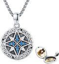 wholesale 925 Sterling Silver Round Compass Photo Locket Pendant Necklace  with Blue Crystal Accents and Chain - Memorial Jewelry for Women-0-0