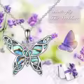 wholesale 925 Sterling Silver Abalone Shell Butterfly Pendant Necklace with CZ Stones for Women Girls s 45cm Chain Length-0-6