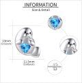 wholesale 925 Sterling Silver Heart-Shaped Animal Stud Earrings with Blue Crystal for Women Girls Gifts-0-4