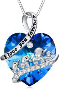 wholesale TOUPOP Elephant Mama Necklace 3 Calfs Sterling Silver Jewelry Gifts For Women Mom Mothers Day Birthday Anniversary Elephant Necklaces -undefined