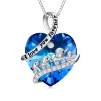 TOUPOP Sterling Silver Jewelry Elephant Mama 3 Calfs Necklace Gifts For Women-undefined