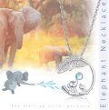 wholesale 925 Sterling Silver Elephant & Baby Pendant with Blue Moonstone Birthstone Necklaces for Women's Gifts-0-4