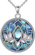 wholesale 925 Sterling Silver Abalone Shell Lotus Flower Chakra Necklace with Moonstone and Filigree Design-0-0
