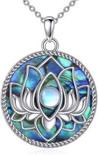 wholesale 925 Sterling Silver Abalone Shell Lotus Flower Chakra Necklace with Moonstone and Filigree Design-Lotus Moonstone