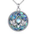 wholesale 925 Sterling Silver Abalone Shell Lotus Flower Chakra Necklace with Moonstone and Filigree Design-0-0