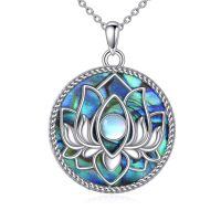 wholesale 925 Sterling Silver Abalone Shell Lotus Flower Chakra Necklace with Moonstone and Filigree Design-Lotus Moonstone