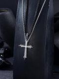 wholesale 925 Sterling Silver Black and White Cross Pendant Necklaces for Couples or Families-0-2