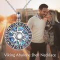 wholesale 925 Sterling Silver Abalone Shell Norse Viking Sun Pendant Necklace for Women Men s-0-5
