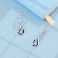 wholesale 925 Sterling Silver Black and White Cubic Zirconia Teardrop Dangle Earrings for Women Gift Ideas-0-2