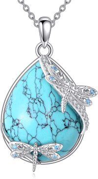 wholesale 925 Sterling Silver Natural Turquoise Dragonfly Pendant Necklace for Women-Dragonfly 2