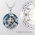 wholesale TOUPOP Compass Necklace For Women Sterling Silver Compass Jewelry Gifts For Teen Girl Moutain Range Jewelry Compass Gifts With Crystal For Nature Lovers Birthday Graduation -0-5
