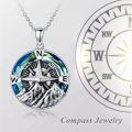 TOUPOP Sterling Silver Crystal Compass Necklace For Women Nature Lovers Gift-0-5