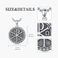 wholesale 925 Sterling Silver Round Chi Rho Alpha Omega XP Symbol Necklace for Men Women -0-4