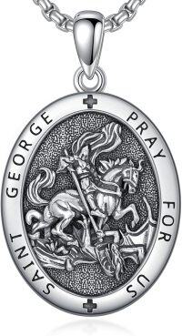 wholesale TOUPOP Christmas Gifts For Men 925 Sterling Silver Saint Amulet Necklace For Men Women Protection Medal Pendant Religious Necklace Catholic Jewelry Birthday Gifts For Father Son Husband Grandfather Police -undefined