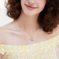 wholesale 925 Sterling Silver Fox Crescent Moon Abalone Shell Rose Gold Pendant Necklace-0-1