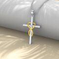 wholesale Silver Infinity Heart 925 Sterling Silver Cubic Zirconia Cross Pendant Necklace for Women-0-2