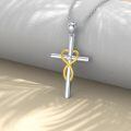 wholesale Silver Infinity Heart 925 Sterling Silver Cubic Zirconia Cross Pendant Necklace for Women-0-2