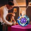 TOUPOP Sterling Silver Amethyst Crystal Circle Pendant Necklace-0-1