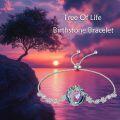 wholesale  Sterling Silver Gemstone Tree of Life Bracelet for Women Birthstone Charm Gift for Wife Mom -0-26