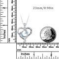 wholesale 925 Sterling Silver Heart-Shaped Moon & Star Pendant Necklaces with Blue Crystal Accents - I love you to the moon and back Engraved Message for Women's Gifts-0-4