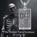 wholesale 925 Sterling Silver The Hermit Tarot Pendant Necklace for Men Women Gifts-0-1