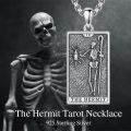 wholesale 925 Sterling Silver The Hermit Tarot Pendant Necklace for Men Women Gifts-0-1