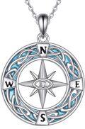 wholesale 925 Sterling Silver Compass Pendant with Celtic Knots and Triquetra Design - Norse Viking Style Necklaces for Men & Women-0-0
