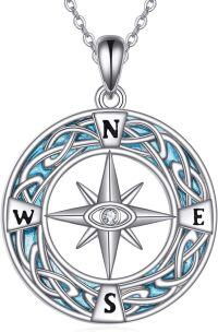 wholesale 925 Sterling Silver Compass Pendant with Celtic Knots and Triquetra Design - Norse Viking Style Necklaces for Men & Women-Compass B