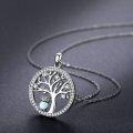 wholesale 925 Sterling Silver Owl Tree of Life Pendant Necklace with Opal and Shell Elements-0-1