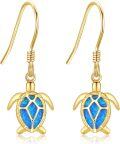 wholesale 14K Gold Turtle Blue Opal Drop Earrings - Christmas Gifts for Her-0-0