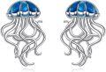 wholesale 925 Sterling Silver Blue Jellyfish Moonstone Stud Earrings for Women Girls Gift Idea-0-0
