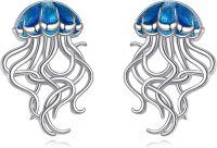 wholesale 925 Sterling Silver Blue Jellyfish Moonstone Stud Earrings for Women Girls Gift Idea-Jellyfish earrings