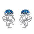 wholesale 925 Sterling Silver Blue Jellyfish Moonstone Stud Earrings for Women Girls Gift Idea-0-0