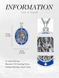 wholesale 925 Sterling Silver & Blue Enamel St Jude Pray For Us Medal Pendant Necklace for Men/Women Catholic s-0-1