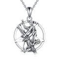 wholesale 925 Sterling Silver Pentagram Pendant Necklace Wholesale With Satan And Jesus Figurines-0-0