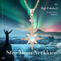 wholesale 925 Sterling Silver Blue Moonstone Star Pendant Necklace for Women and Girls-0-5