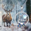 wholesale 925 Sterling Silver Blue Enamel Flower Moonstone Deer Pendant Necklace-0-1
