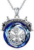 wholesale 925 Sterling Silver Blue Crystal Celtic Knot Pendant Necklace for Women-0-0