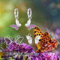 wholesale 925 Sterling Silver Pink Crystal Butterfly Drop Earring Set for Women (Set of 3)-0-1