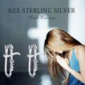 wholesale 925 Sterling Silver Faith Cross Huggie Hoop Earrings for Women Girls Graduation Gift Jewelry Accessories 3cm Diameter-0-5