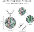 wholesale 925 Sterling Silver Round Abalone Shell Stag Head Pendant Necklace Norse Mythology  for Men Women-0-1