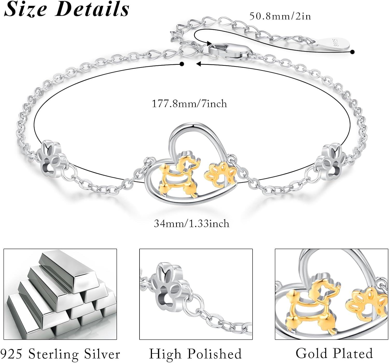wholesale 925 Sterling Silver Moonstone Animal Charm Bracelet for Women Gifts-0-5