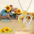 wholesale 925Silver D Diamond Sunflower A Z Letter Heart Necklace for Women-0-2