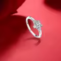 TOUPOP 14k White Gold Plated Moissanite Heart Ring D VVS1-0-5
