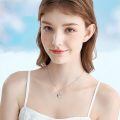 wholesale 925 Sterling Silver Celtic Knot Blue Crystal Heart 13 Moon Pendant Necklace for Women Girls-0-4
